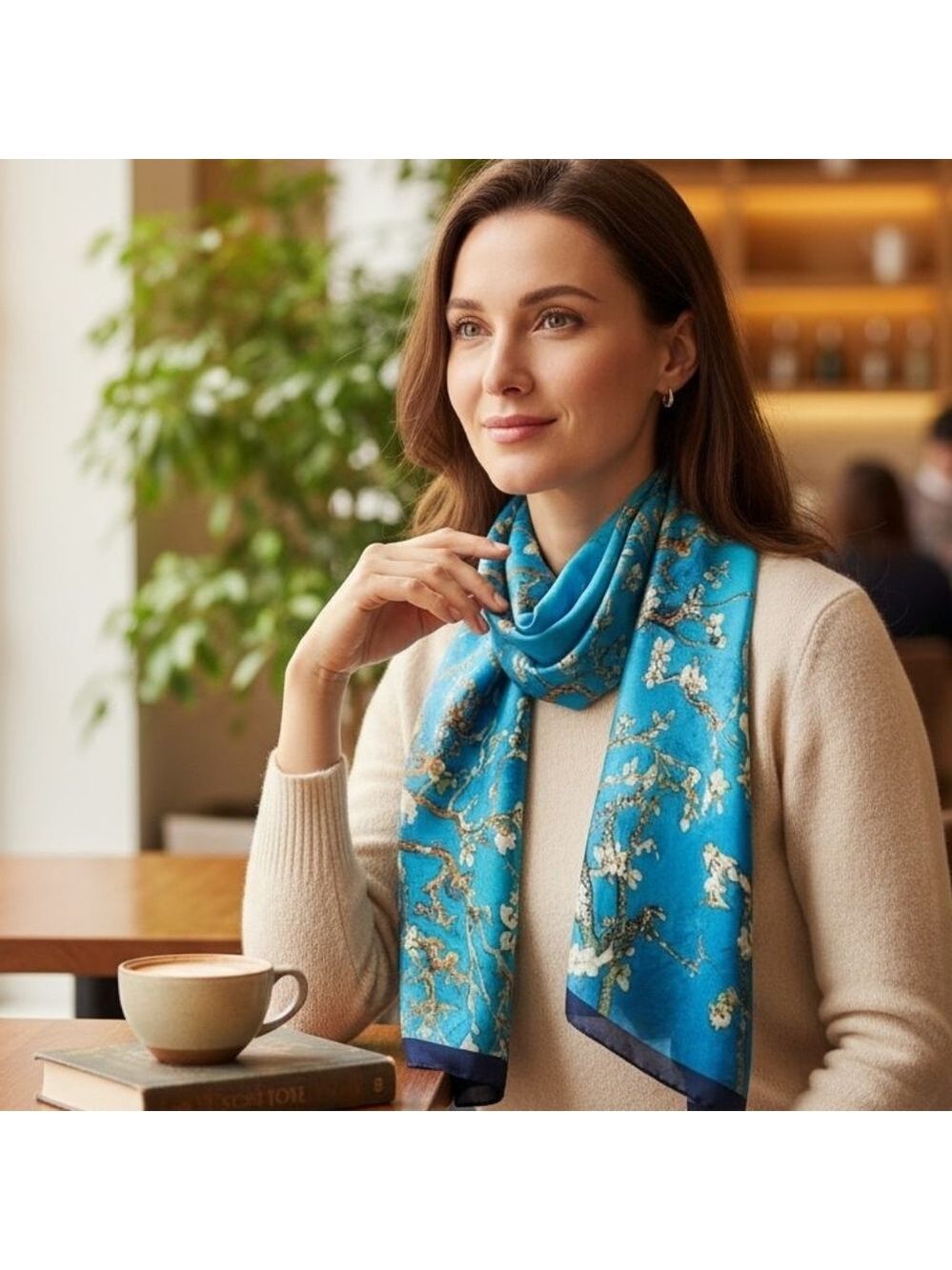 Beatiful torquoise and navy blue long wrap.
